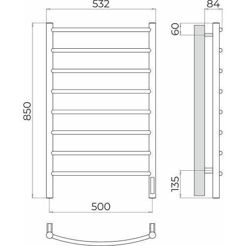 Полотенцесушитель электрический Terminus 4670078531360 55х85 хром - фото 3