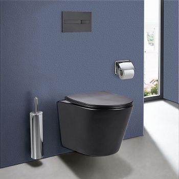 Унитаз подвесной Vincea Piatti VT1-11SMB черный с сиденьем микролифт безободковый душевой смыв