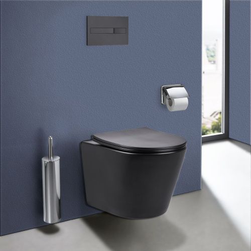 Унитаз подвесной Vincea Piatti VT1-11SMB черный с сиденьем микролифт безободковый душевой смыв