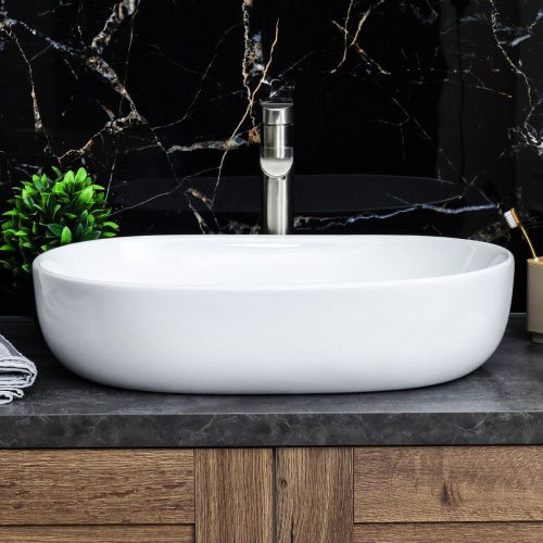 Раковина из сантехнического фарфора Melana 5006-805 60х40 накладная цвет белый без отверстий под смеситель - фото 4