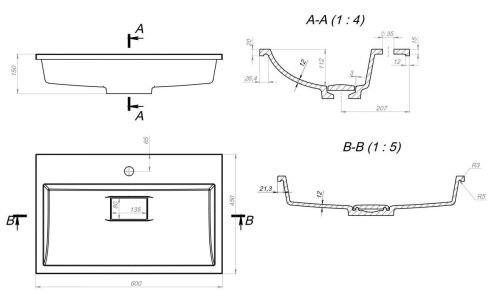 Раковина из искусственного камня Stella Polar Арта SP-00001485 60х50 встраиваемая цвет белый - фото 3