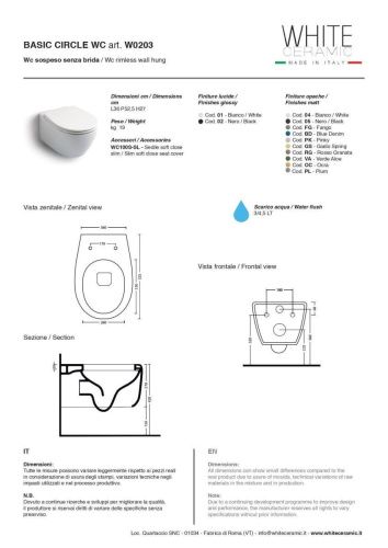 Чаша унитаза подвесная White Ceramic Basic W020305 цвет черный без сиденья безободковая - фото 4