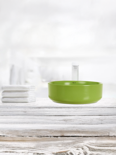 Раковина из сантехнического фаянса WeltWasser WW SK 10000004517 40 см накладная цвет зеленый без отверстий под смеситель - фото 3