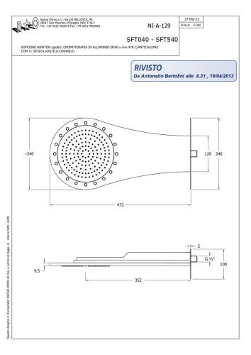Верхний душ Graffio Giotto GI001/CR хром - фото 2