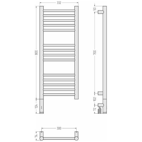 Полотенцесушитель электрический Сунержа Богема 3.1 00-6004-8030 30х80 нержавеющая сталь - фото 2