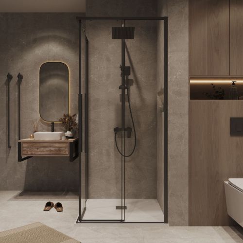 Душевая дверь Grossman Galaxy 1/2.K33.01.80.21.00 80х195 стекло прозрачное профиль черный - фото 5