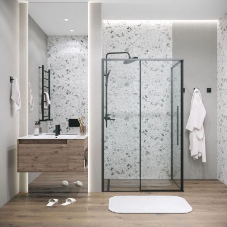 Душевая перегородка Grossman Galaxy 200.K33.01.80.21.00 80х195 стекло прозрачное профиль черный