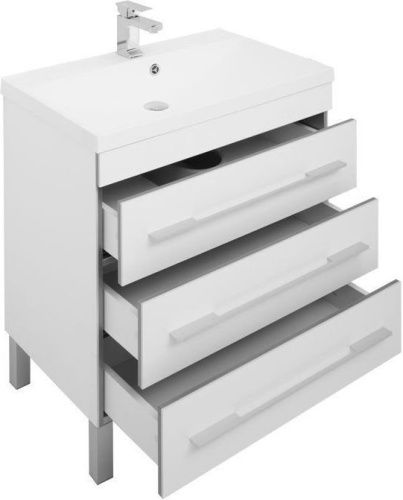 Комплект мебели: тумба с раковиной + зеркало-шкаф Aquanet Верона 00287658 80х50 напольный цвет белый - фото 4