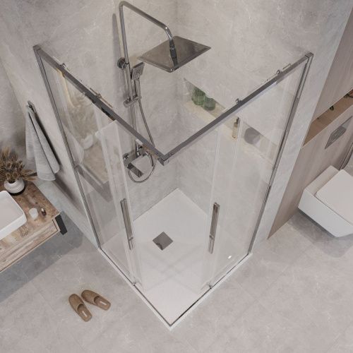 Душевая дверь Grossman Galaxy 1/2.K33.01.10.10.00 100х195 стекло прозрачное профиль хром - фото 4