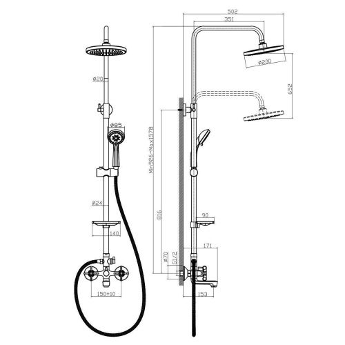 Душевая стойка Rossinka RS42 RS42-46 настенная цвет хром - фото 2