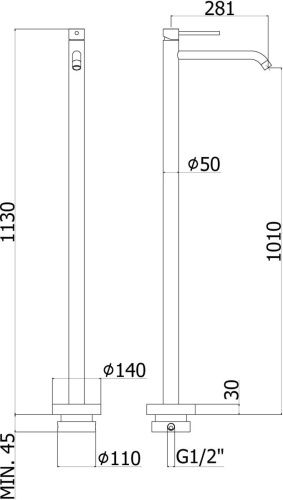 Смеситель Paffoni Light LIG031NO напольный черный - фото 3
