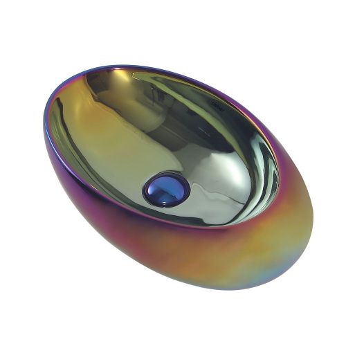 Раковина из сантехнического фаянса Abber BEQUEM AC2107Regen 50х30 накладная цвет хамелеон без отверстий под смеситель - фото 2