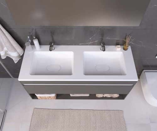 Раковина из искусственного камня Uperwood Modul 2911020342 110х50 полувстраиваемая цвет белый - фото 4