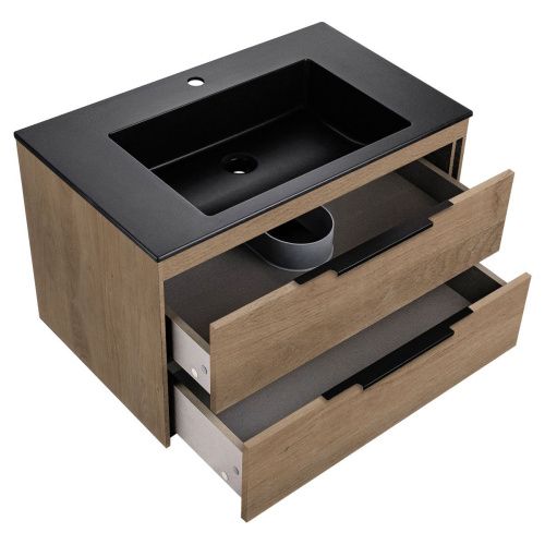 Тумба под раковину Vincea Chiara 2D VMC-2C2800NO 80х50 подвесная цвет коричневый - фото 3