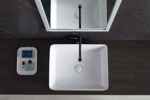 Раковина из сантехнического фарфора Sintesi SIN-LVB-APP-401 50х40 накладная цвет белый без отверстий под смеситель - фото 2