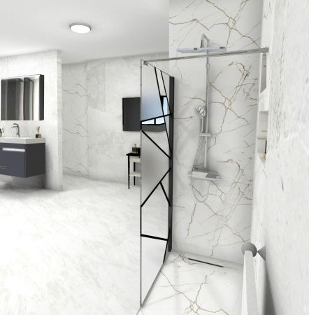 Душевая перегородка Cerutti SPA PICK T90B 90х190 стекло прозрачное/матовое профиль черный