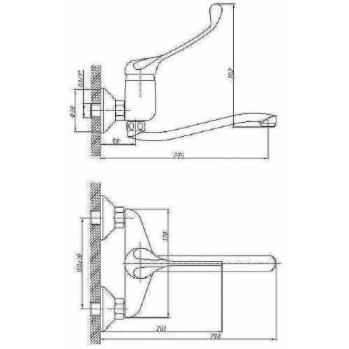 Смеситель для кухни Haiba HB54 HB4654 настенный хром - фото 2