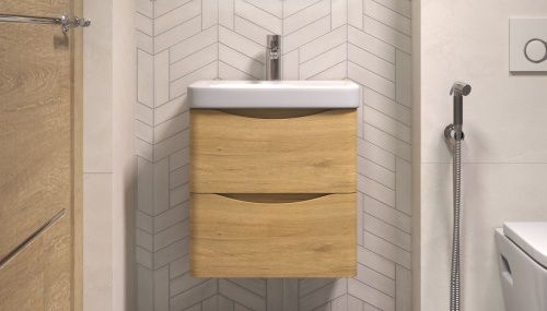 Тумба под раковину Velvex CLAY 370 50х30 подвесная цвет бежевый - фото 2