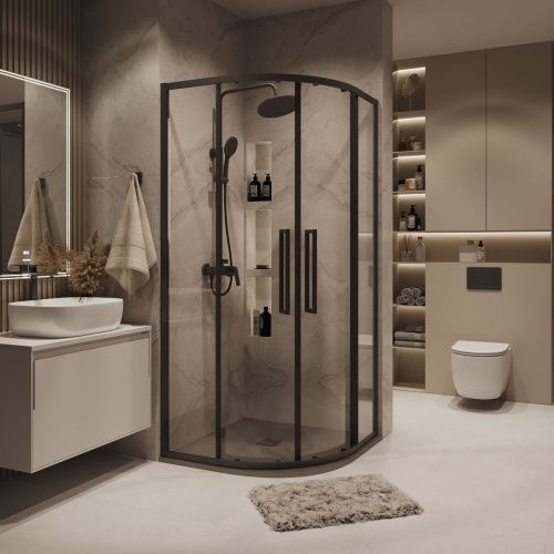 Душевой уголок Grossman Cosmo 301.K33.02.9090.21.00 90х90 стекло прозрачное профиль черный без поддона - фото 5