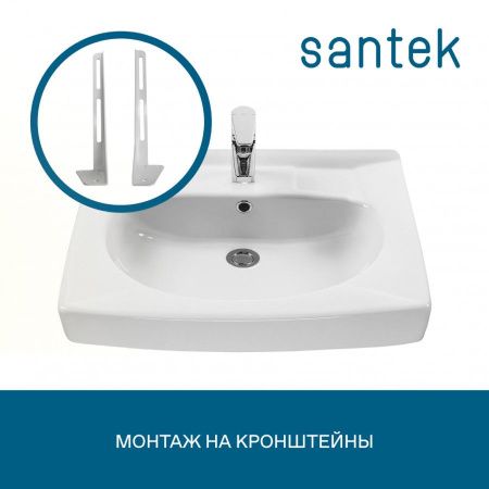 Раковина из сантехнического фарфора Santek Пилот 1WH301971 62х60 над стиральной машиной цвет белый 1 отверстие под смеситель