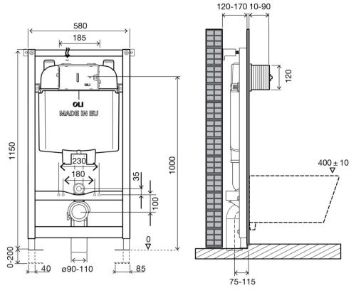 Инсталляция для подвесного унитаза Oli OLI Pure 880785/152978 - фото 2