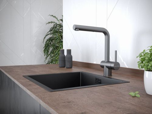 Смеситель для кухни Paulmark DOSSE Do214418-GM на мойку вороненая сталь - фото 2