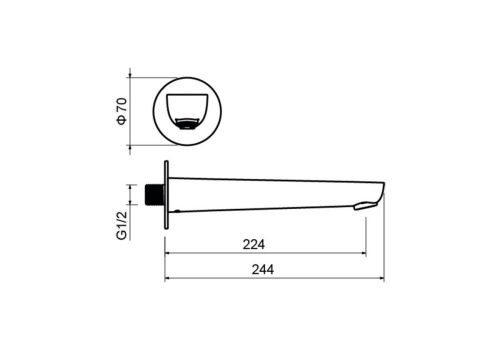 Излив для ванны Aquatek Бетта AQ1141BGM настенный вороненая сталь - фото 2