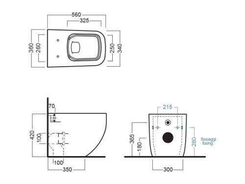 Чаша унитаза приставная Hatria NEXT A0Y3AY02 цвет черный без сиденья безободковая душевой смыв - фото 3