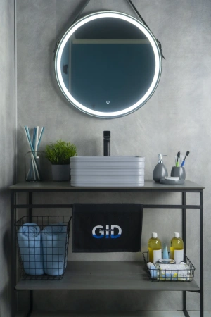 Раковина керамическая Gid Geométrico 53338 40х40 накладная цвет серый без отверстий под смеситель