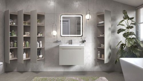 Шкаф-пенал Velvex Alba 287 тирамису 40х150 подвесной цвет серый - фото 4