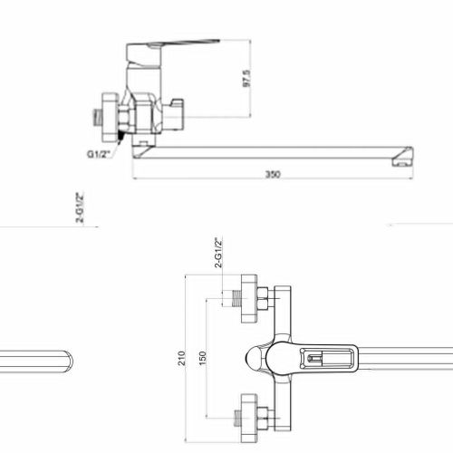 Смеситель для ванны Tokito KOBE TOK-KOB-1015 настенный вороненая сталь - фото 5