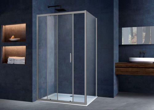 Душевой уголок Vincea Alpha VSR-3AL9014CLGM 140х90 стекло прозрачное профиль вороненая сталь без поддона - фото 2