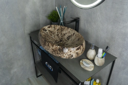 Раковина керамическая Gid Lago 54409 60х40 накладная цвет многоцветный без отверстий под смеситель - фото 4