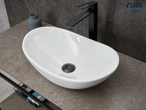 Раковина керамическая Gid Lago 51201 50х30 накладная цвет белый без отверстий под смеситель - фото 2