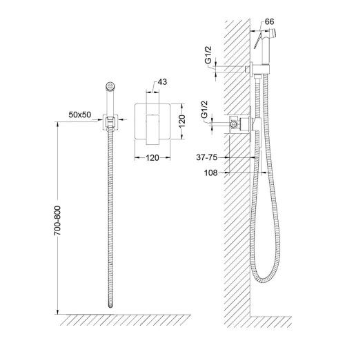 Смеситель с гигиеническим душем Timo Selene 2089/16SM встраиваемый в стену белый - фото 2