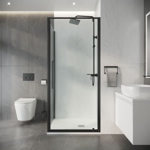 Душевой уголок Niagara Nova NG-35-9AGR-A90GR-34 90х90 стекло прозрачное профиль графит без поддона - фото 4