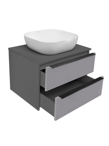 Тумба под раковину Runo Мальта 00-00004895 70х50 подвесная цвет серый - фото 2