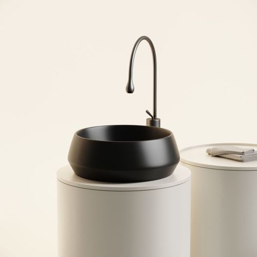 Раковина из сантехнического фарфора Ceramica Nova MAYA CN12004MB 40х40 накладная цвет черный без отверстий под смеситель - фото 3