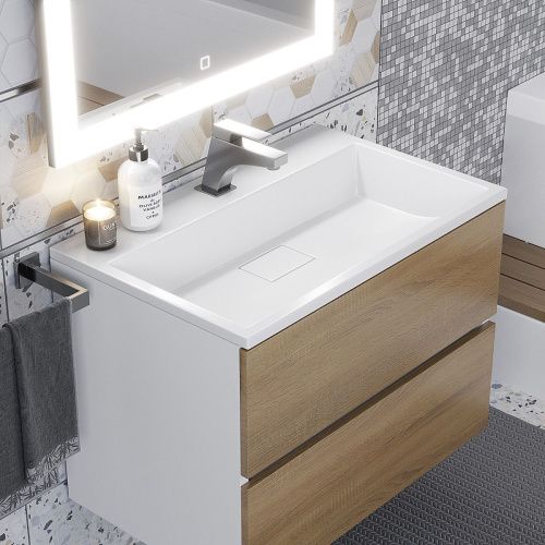 Раковина из литьевого мрамора Uperwood Barsa 2911020345 70х45 полувстраиваемая цвет белый - фото 2