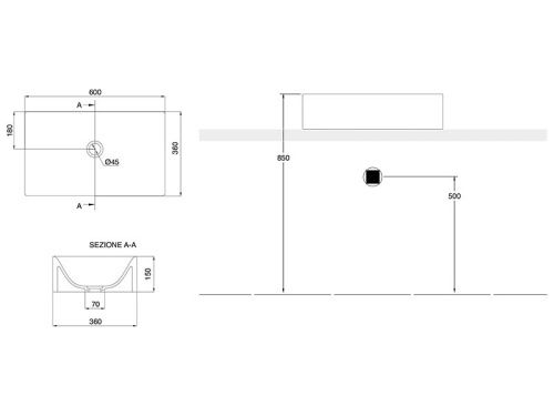 Раковина из сантехнического фаянса Scarabeo Skinny 5414 60х40 накладная цвет белый - фото 3