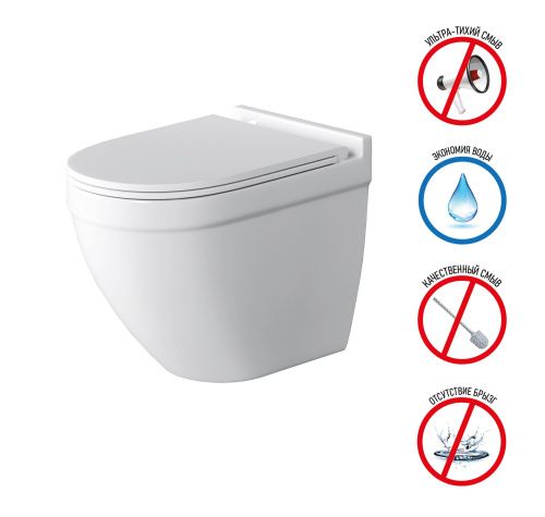 Унитаз подвесной Grossman Торнадо GR-4483SQ белый с сиденьем микролифт безободковый смыв торнадо - фото 2