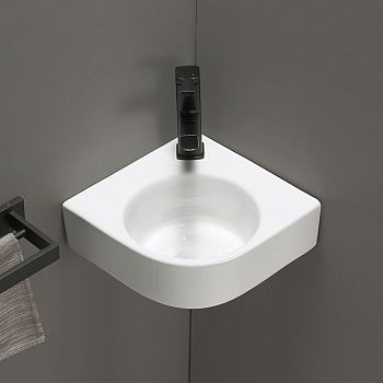 Раковина из сантехнического фарфора Vincea VBS-502 40х40 подвесная цвет белый 1 отверстие под смеситель