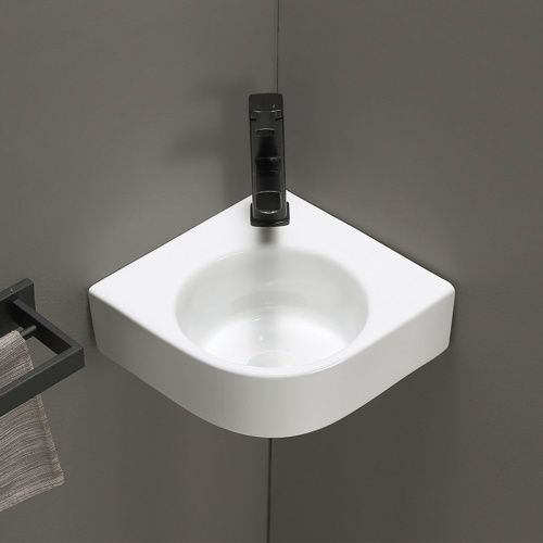 Раковина из сантехнического фарфора Vincea VBS-502 39х44 подвесная цвет белый 1 отверстие под смеситель