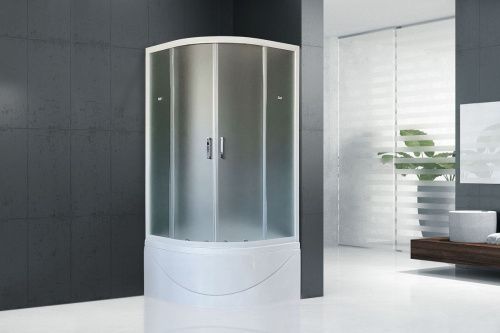 Душевой уголок Royal Bath BK RB90BK-C 90х90 стекло матовое профиль белый с поддоном