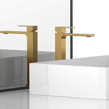 Смеситель для раковины Vincea Cube VBF-1C02BG на столешницу золото