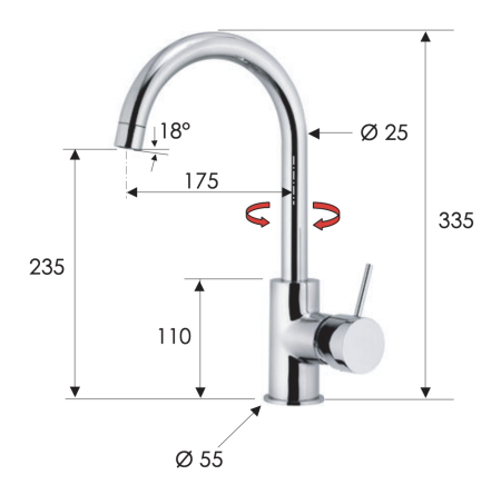 Смеситель для кухни Remer X Style X72 на мойку хром