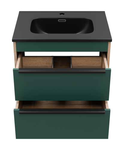 Тумба под раковину Brevita Greenwood GRE-09060-0802Я 60х50 подвесная цвет зеленый/коричневый - фото 3