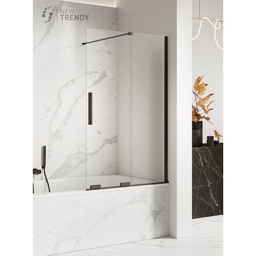 Душевая шторка на ванну New Trendy Smart Black EXK-4206 160х150 стекло прозрачное профиль черный ориентация универсальная - фото 2