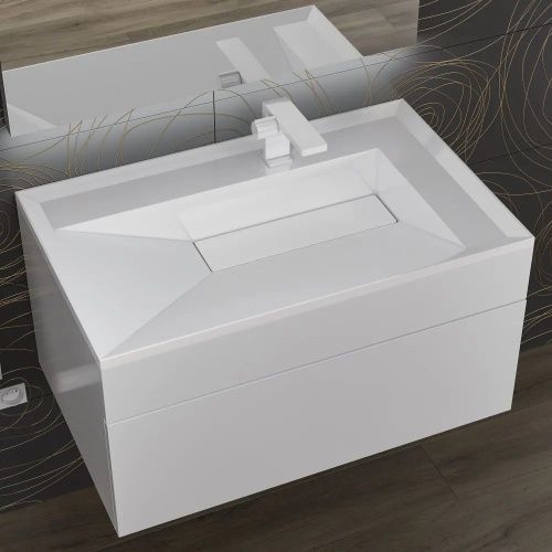 Раковина из искусственного камня Uperwood Lotus 35490000000 80х50 полувстраиваемая цвет белый - фото 3