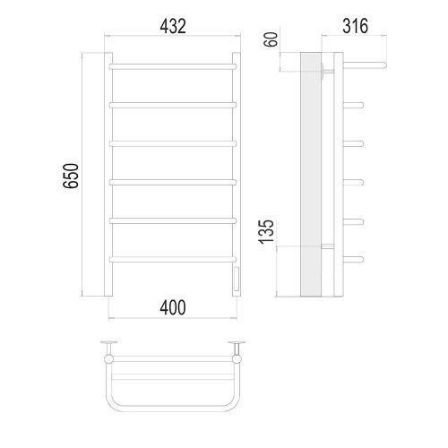 Полотенцесушитель электрический Terminus 4670078531421 45х65 хром - фото 3